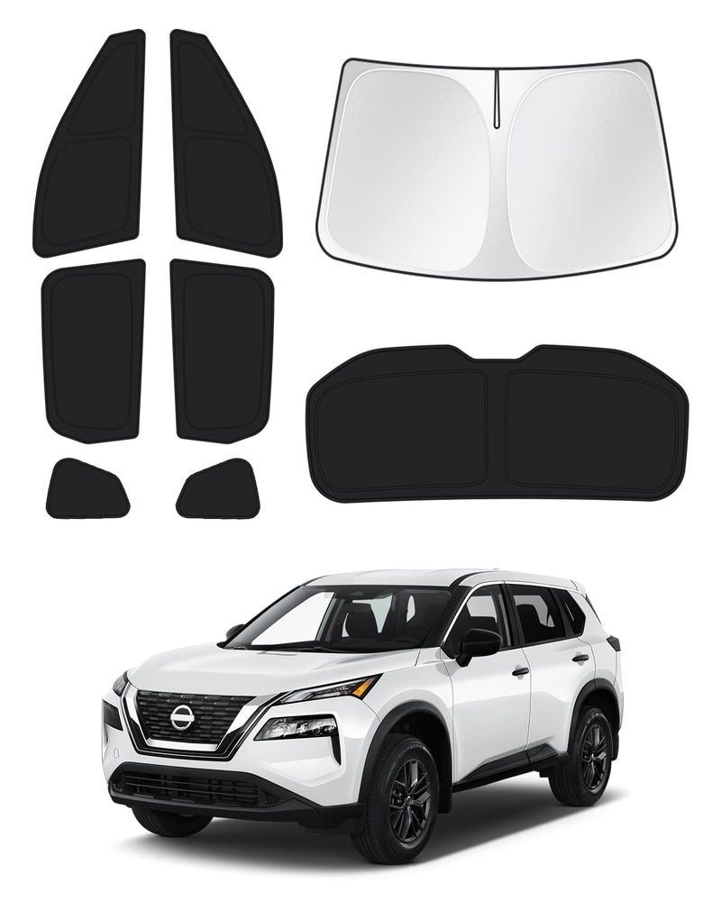 Canvcle Sunshades for 2021-2024 2025 Nissan Rogue (NOT for Nissan Rogue Sport) Accessories Windshield Sunshade Side Rear Windows Sun Visor Privacy Protection Keep Vehicle Cool Black 8PCS - Image 1